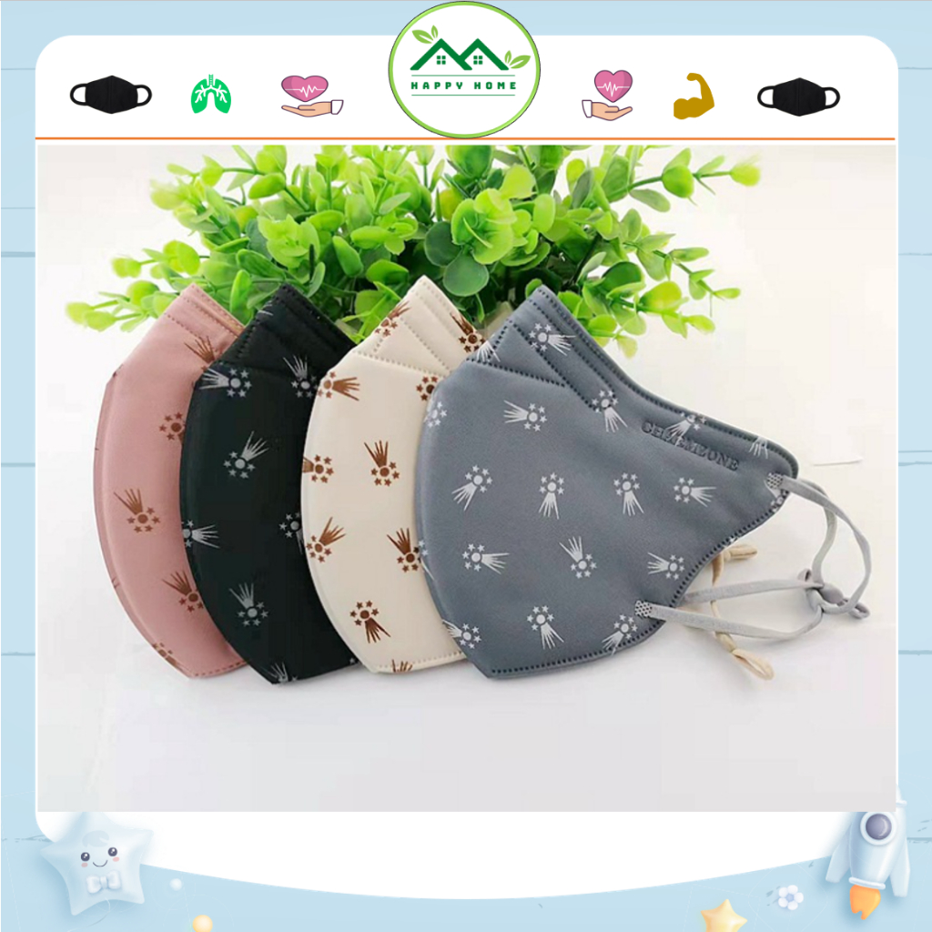 Khẩu trang vải cotton họa tiết D chống tia UV, chống bụi mịn có dây rút điều chỉnh thông thoáng