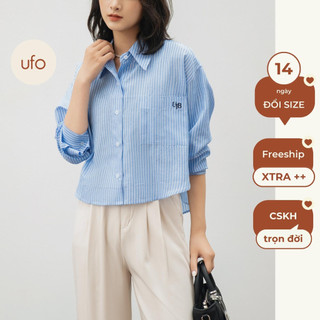 Áo sơ mi linen kẻ croptop Striped Jersey Shirt - by ufo.thebasic