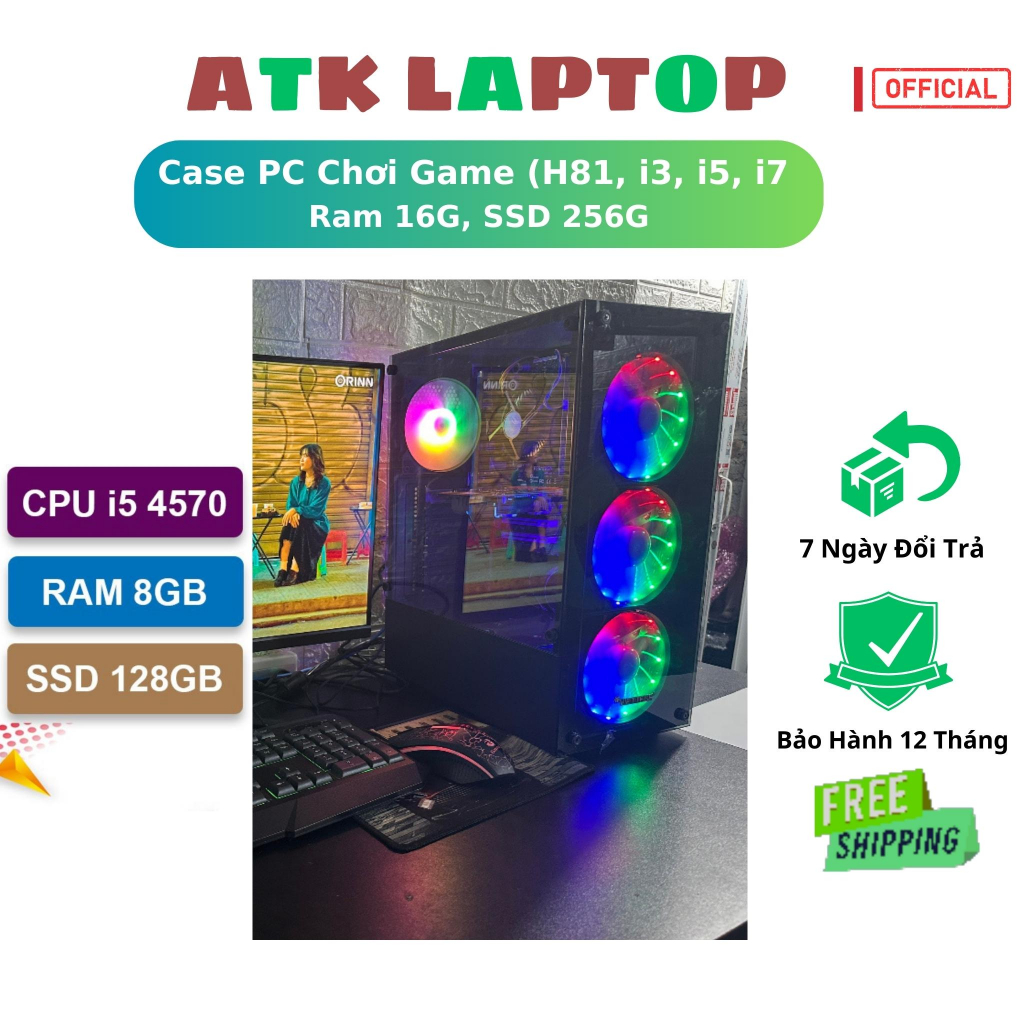 Bộ Máy Tính Case PC chơi mượt mọi game Liên minh, fifa 4 (H81,i34160, i5 4570, i7 4770 Ram 8G, SSD 128G, VGA GTX 7xx)