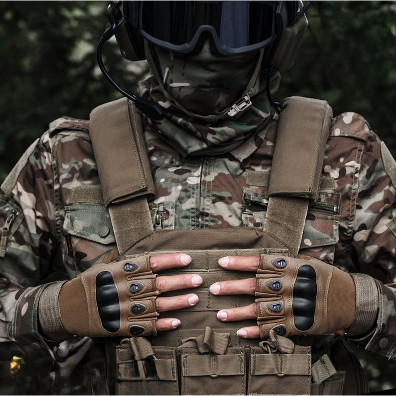 Găng Tay Tactical, Găng Tay Xe Máy Cụt Ngón Kiểu Dáng Quân Đội