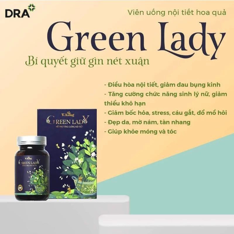 Viên Uống Nội Tiết Hoa Quả Green Lady Hộp 45v - Làm đẹp da,cân bằng nội tiết