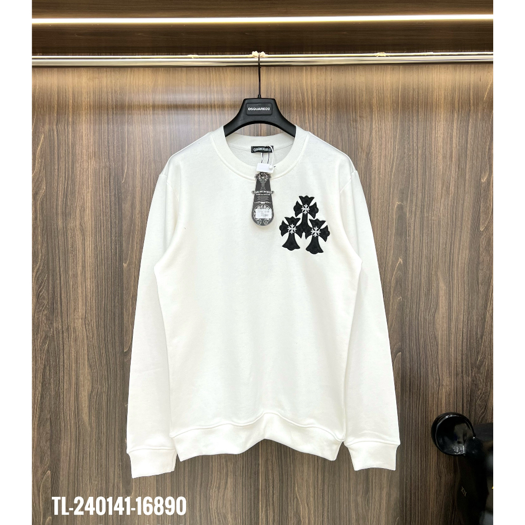 🔥Hot🔥Áo nỉ Chrome Hearts thêu logo da thiết kế hot trend Nam Nữ Thu Đông 2023