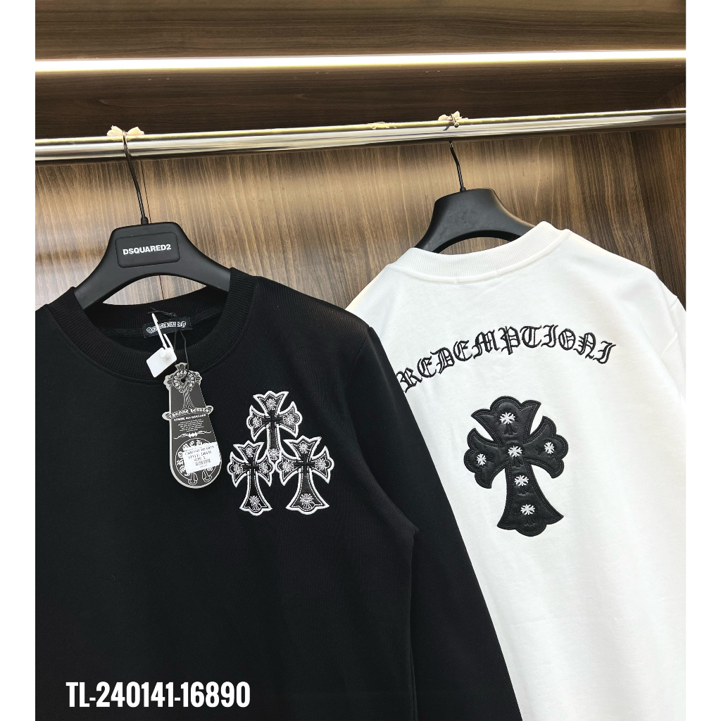 🔥Hot🔥Áo nỉ Chrome Hearts thêu logo da thiết kế hot trend Nam Nữ Thu Đông 2023