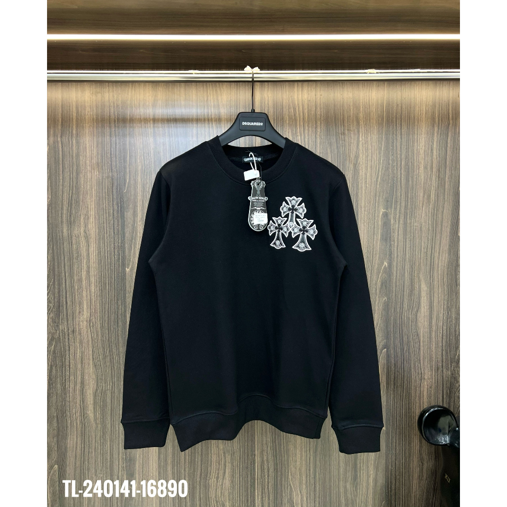 🔥Hot🔥Áo nỉ Chrome Hearts thêu logo da thiết kế hot trend Nam Nữ Thu Đông 2023