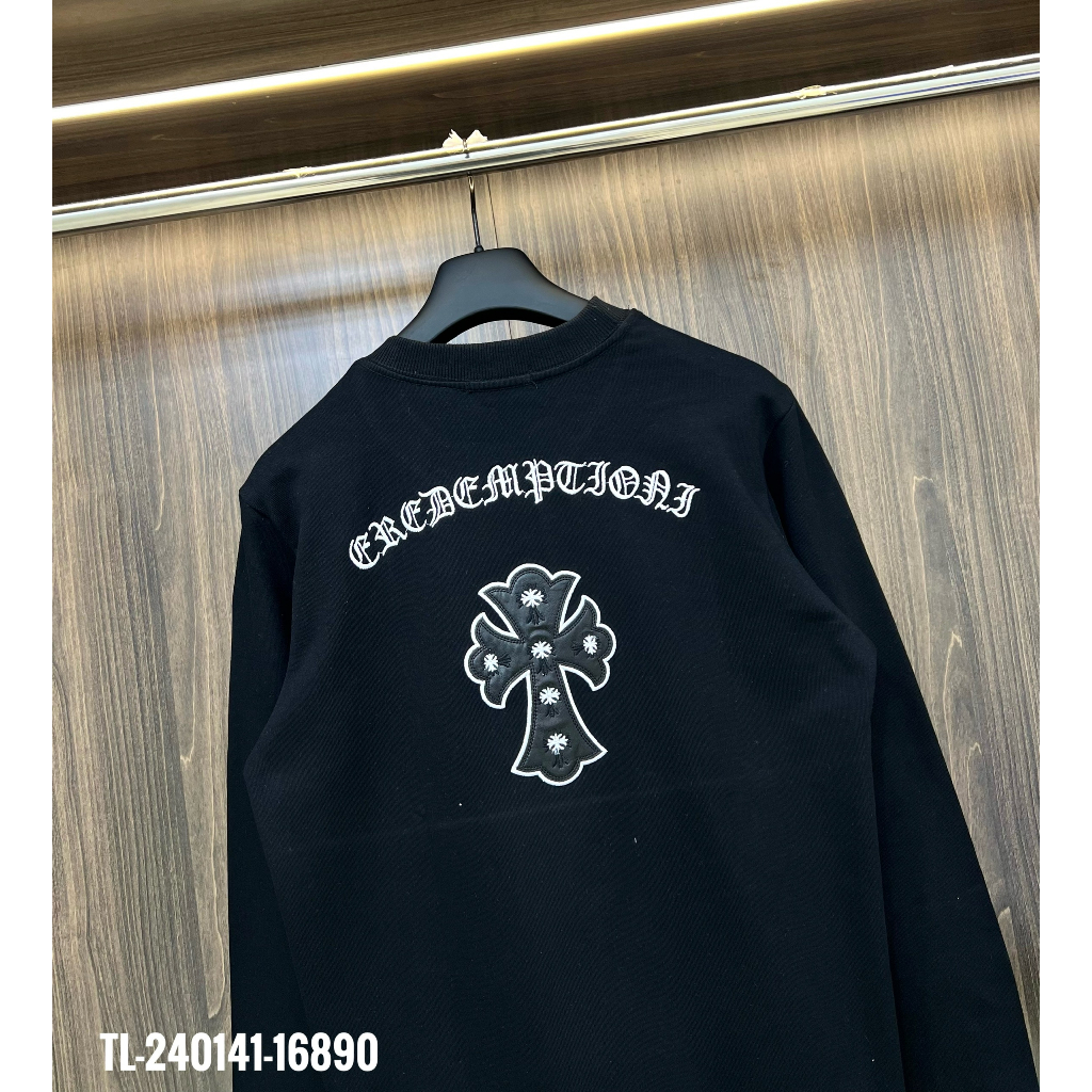 🔥Hot🔥Áo nỉ Chrome Hearts thêu logo da thiết kế hot trend Nam Nữ Thu Đông 2023