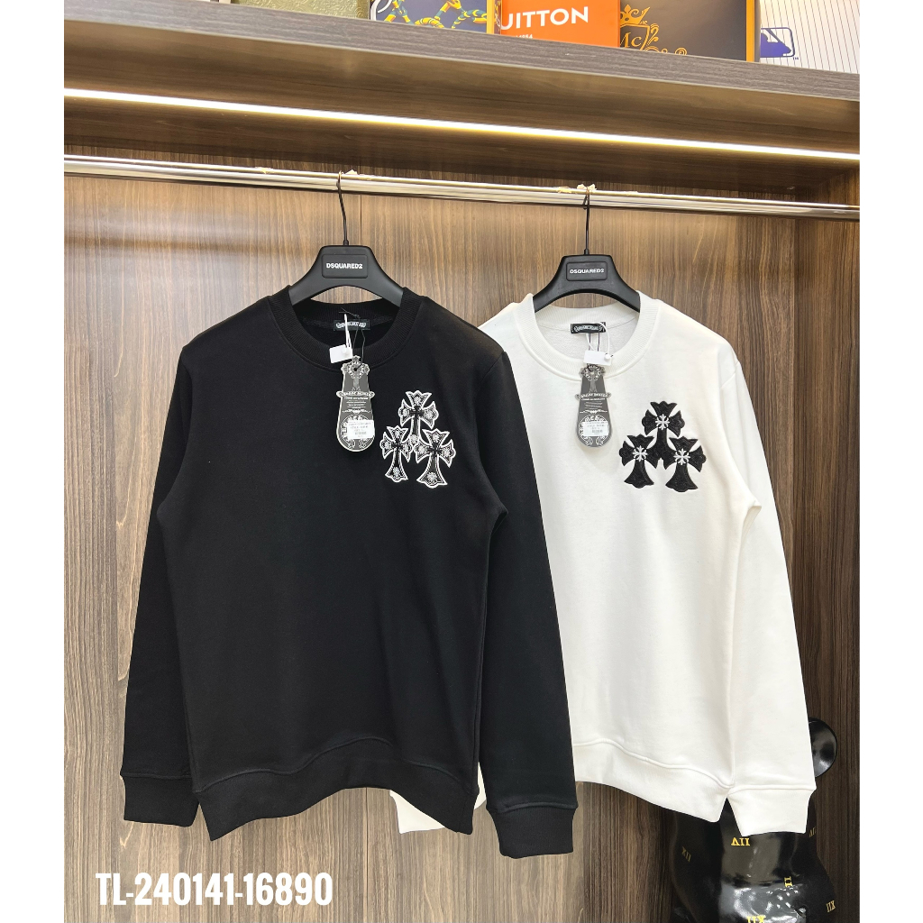 🔥Hot🔥Áo nỉ Chrome Hearts thêu logo da thiết kế hot trend Nam Nữ Thu Đông 2023