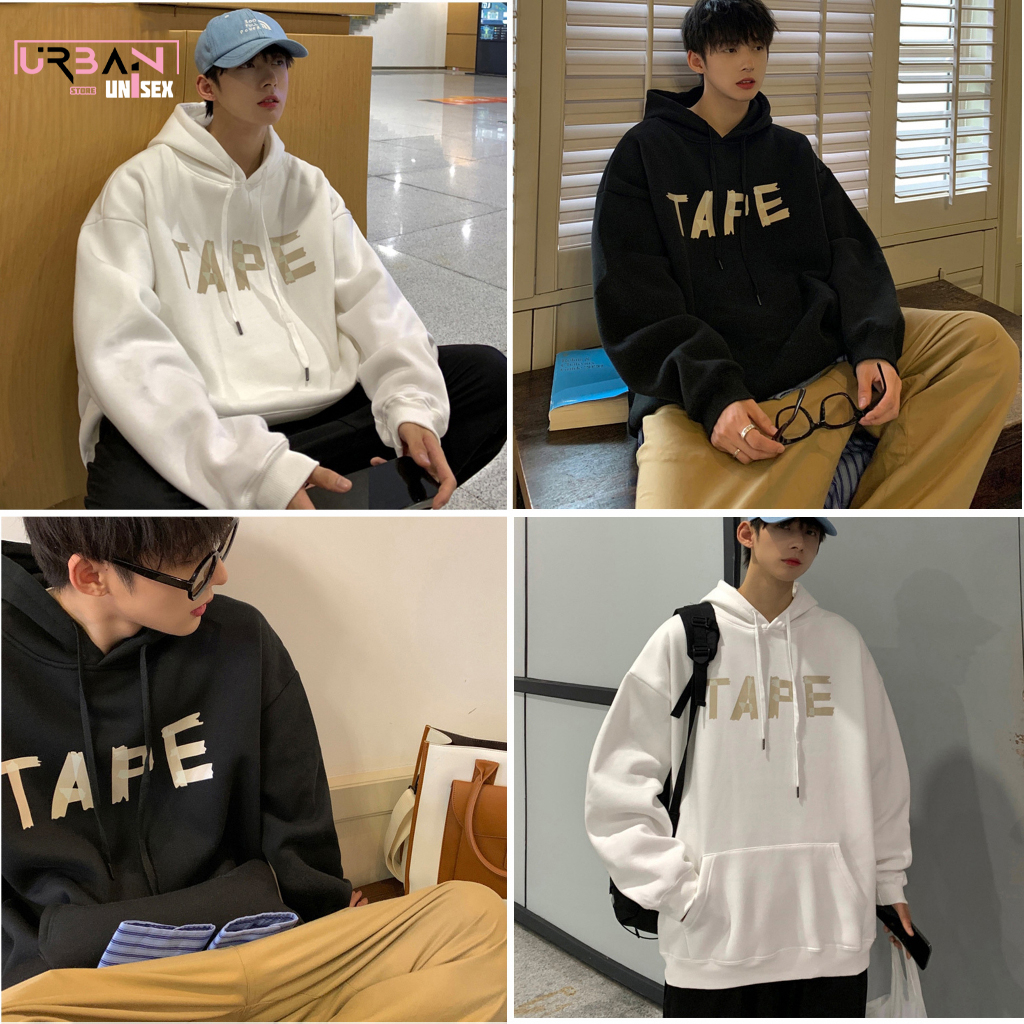 Áo HOODIE Chữ TAPE nam nữ unisex form rộng Nỉ Bông