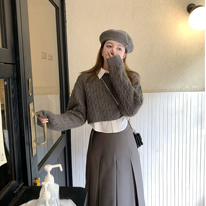 Áo len cổ tròn vặn thừng dáng lửng RIOTINA | BigBuy360 - bigbuy360.vn