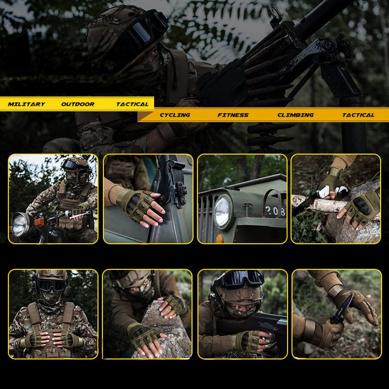 Găng Tay Tactical, Găng Tay Xe Máy Cụt Ngón Kiểu Dáng Quân Đội