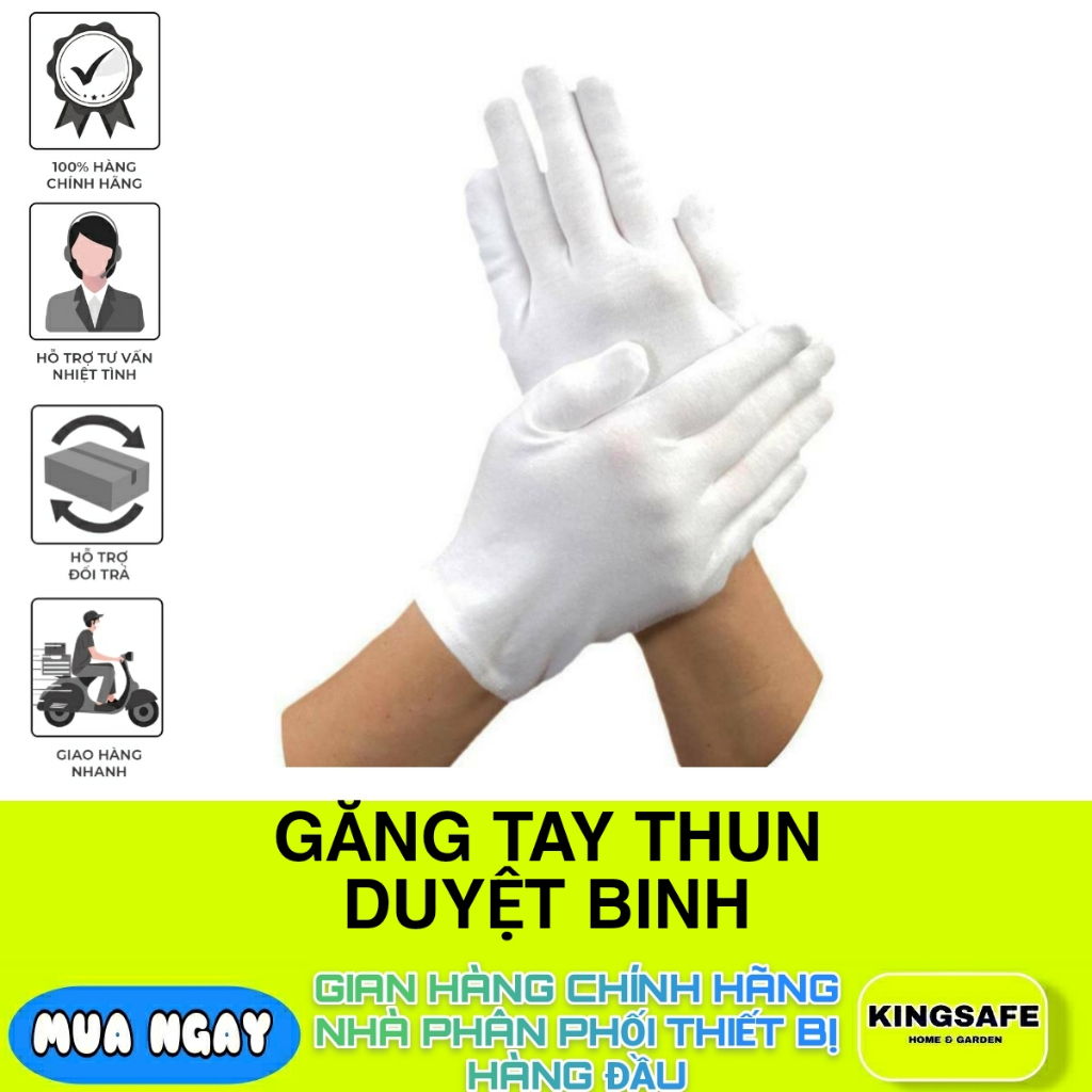 GĂNG TAY THUN COTTON DUYỆT BINH TRẮNG , THUN MÁT , TIỆN LỢI