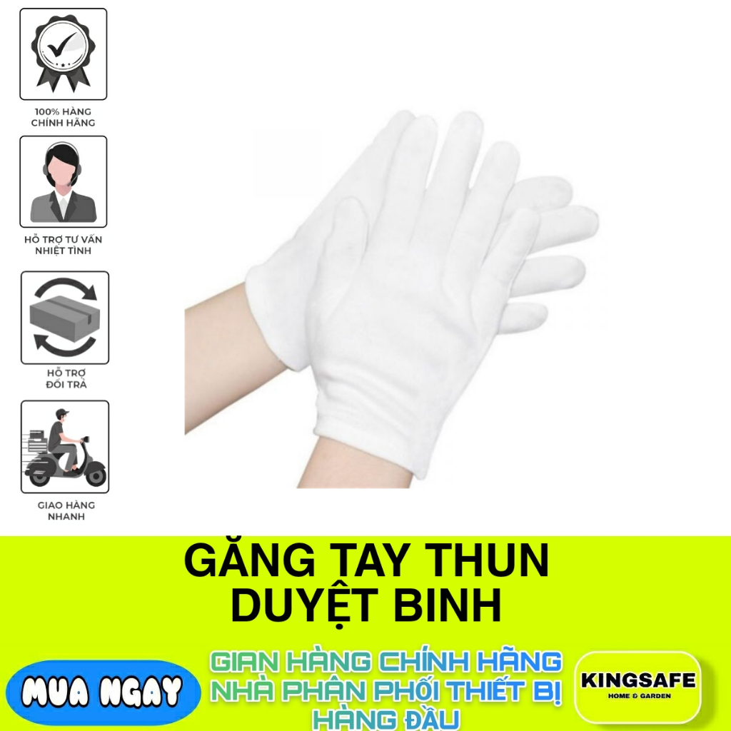 GĂNG TAY THUN COTTON DUYỆT BINH TRẮNG , THUN MÁT , TIỆN LỢI