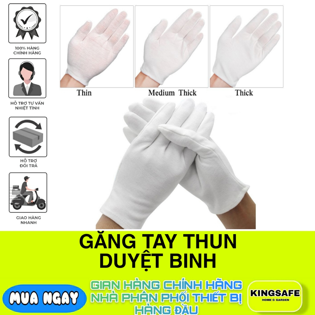 GĂNG TAY THUN COTTON DUYỆT BINH TRẮNG , THUN MÁT , TIỆN LỢI