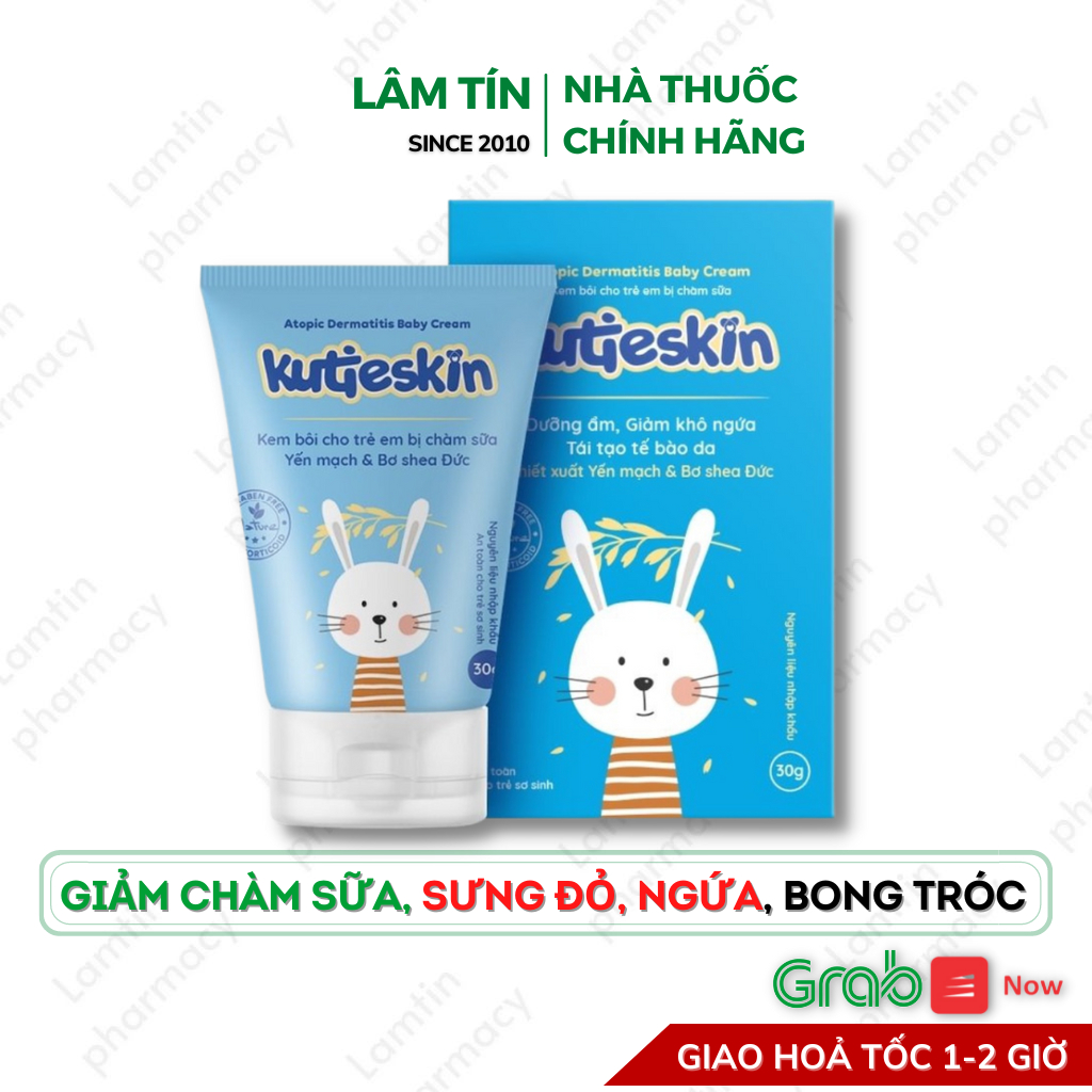 Kutieskin 30gr dành cho da em bé bị chàm sữa sưng đỏ ngứa bong tróc da vùng mặt hàng chính hãng