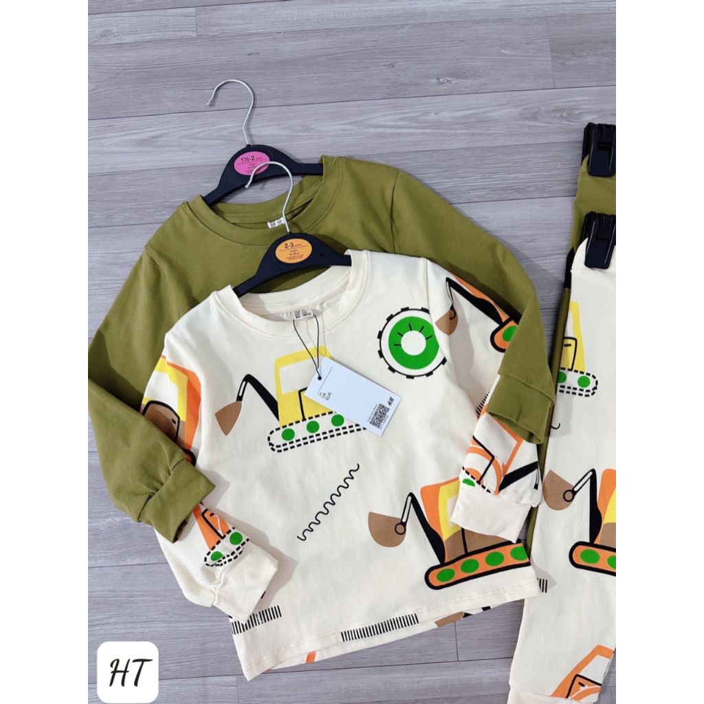 SET 2 BỘ COTTON HÌNH Ô TÔ MÁY CHO BÉ NEW