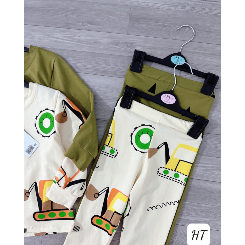SET 2 BỘ COTTON HÌNH Ô TÔ MÁY CHO BÉ NEW