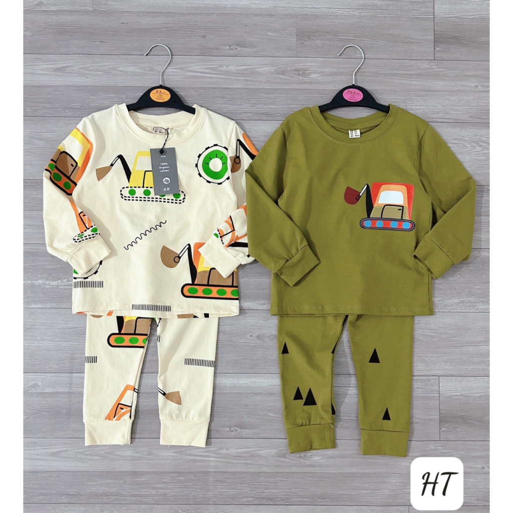 SET 2 BỘ COTTON HÌNH Ô TÔ MÁY CHO BÉ NEW
