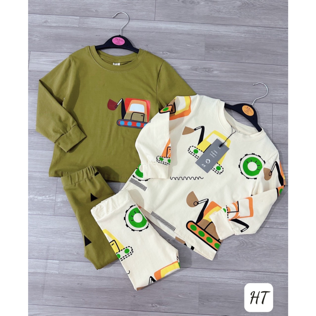 SET 2 BỘ COTTON HÌNH Ô TÔ MÁY CHO BÉ NEW