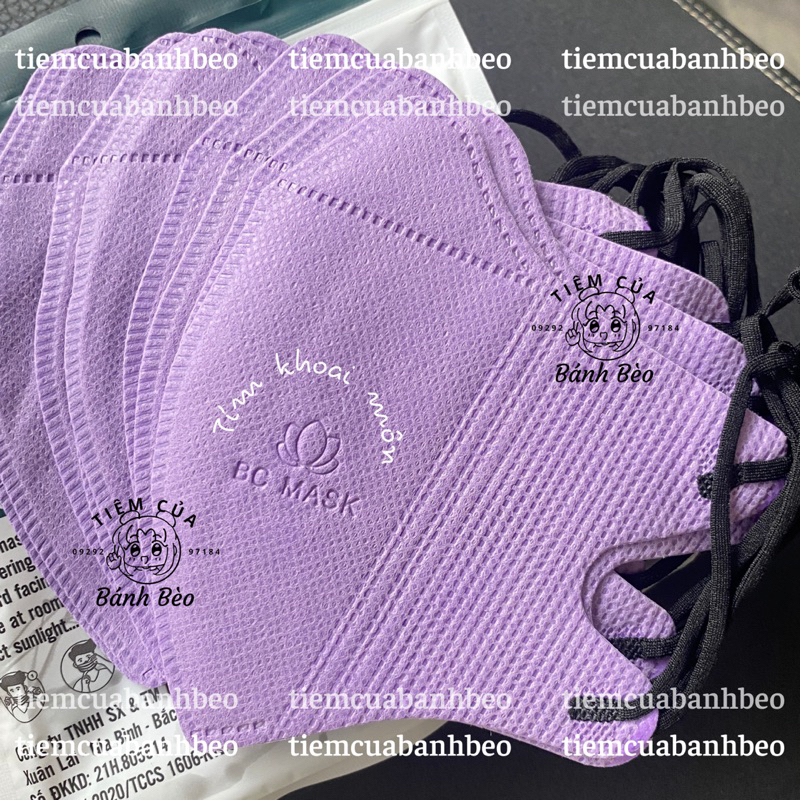 Khẩu trang 5D màu tím pastel Bảo Châu BC Mask 3 lớp kháng khuẩn ôm mặt | Tiệm Của Bánh Bèo