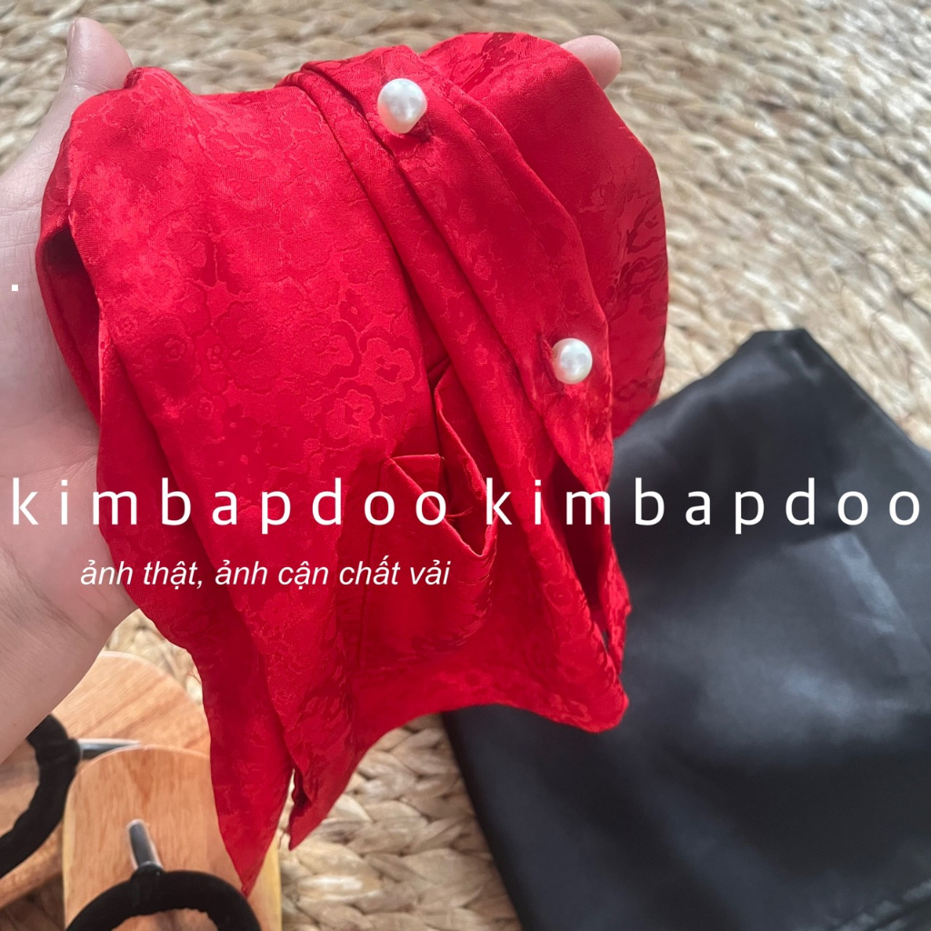 Bộ bà ba tay dài cho bé gái áo gấm quần lụa satin xinh xắn