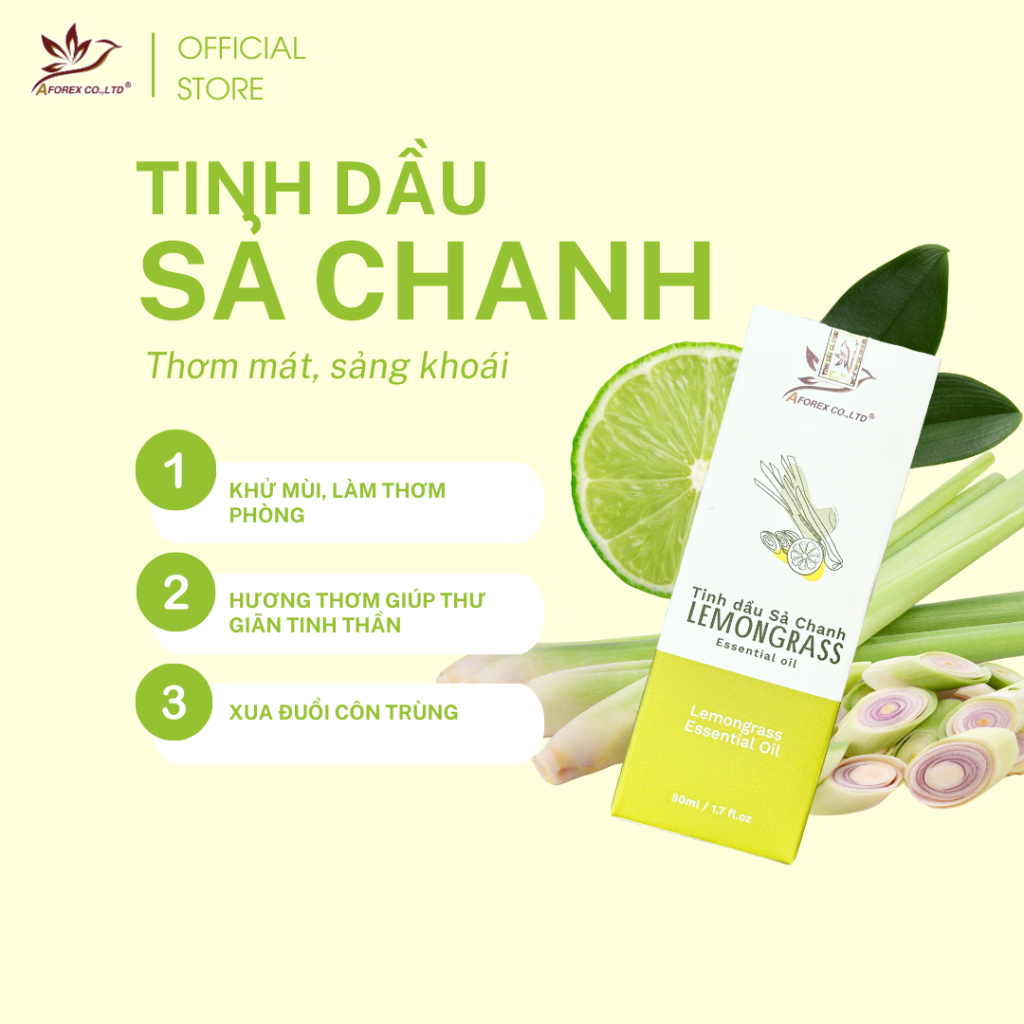 Tinh dầu Aforex hương Sả chanh Lemongrass dung tích 10ml / 20ml / 50ml