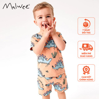 Bộ cotton nâu cam khủng long Malwee thời trang trẻ em từ 2-7 tuôi MW8315