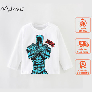 Áo cotton trắng siêu nhân Malwee thời trang trẻ em từ 2-7 tuổi MW8555