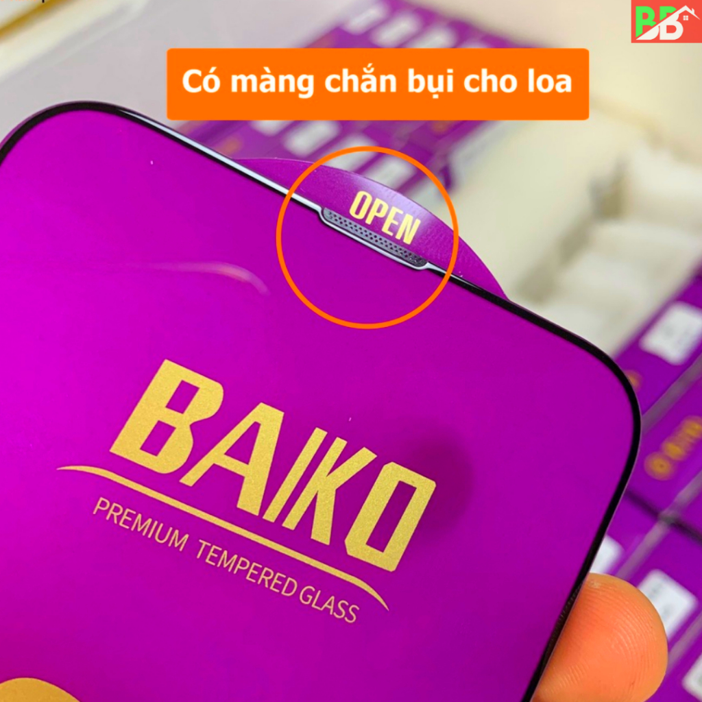 Kính cường lực iphone baiko full màn hình x xs max 11 pro max 12 pro max 13 pro max 14 pro max - Hàng chính hãng cao cấp