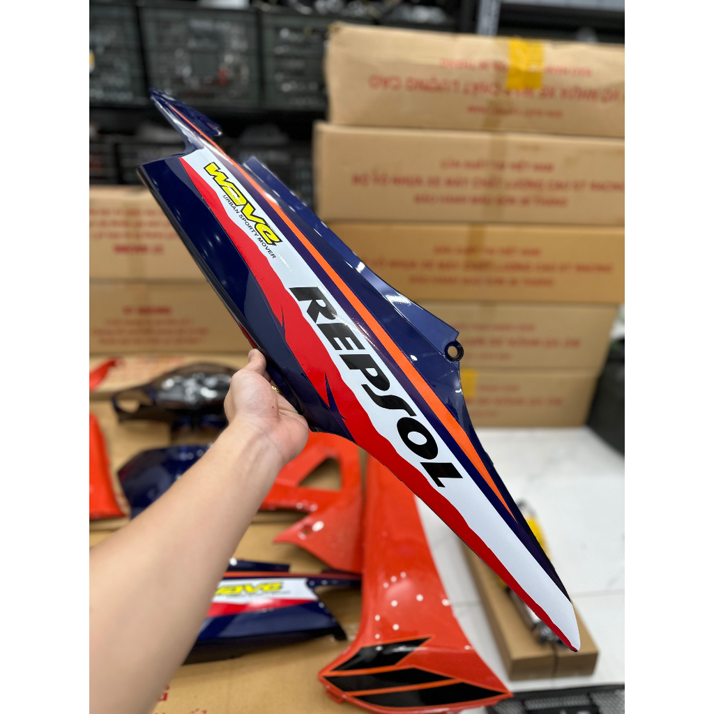 DÀN ÁO BỘ VỎ NHỰA Wave Alpha 100 Wave 50cc Wave Rs Màu REPSOL  MÀU ĐỘ