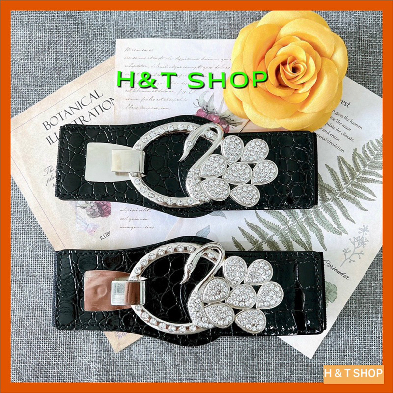 Đai nịt váy vân cá sấu đính đá sang nhất