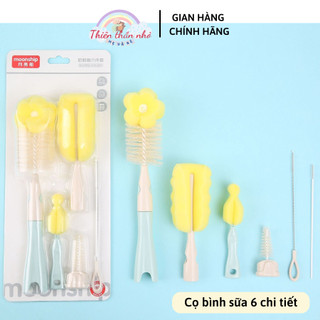 Cây cọ rửa bình sữa silicon - bộ cọ bình sữa cao cấp moonship 6 chi tiết