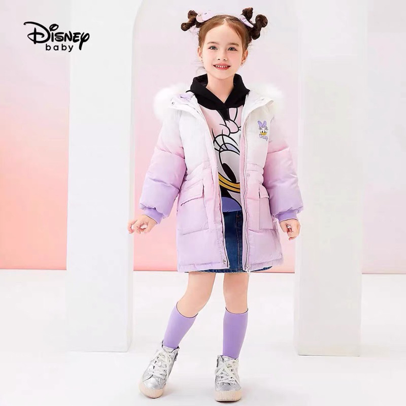 Áo khoác lông vũ Parka loang hồng tím vịt donal cho bé