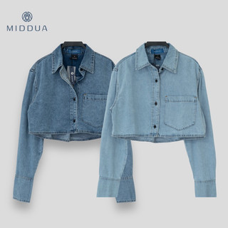 SM024 Sơmi crop vạt bầu denim
