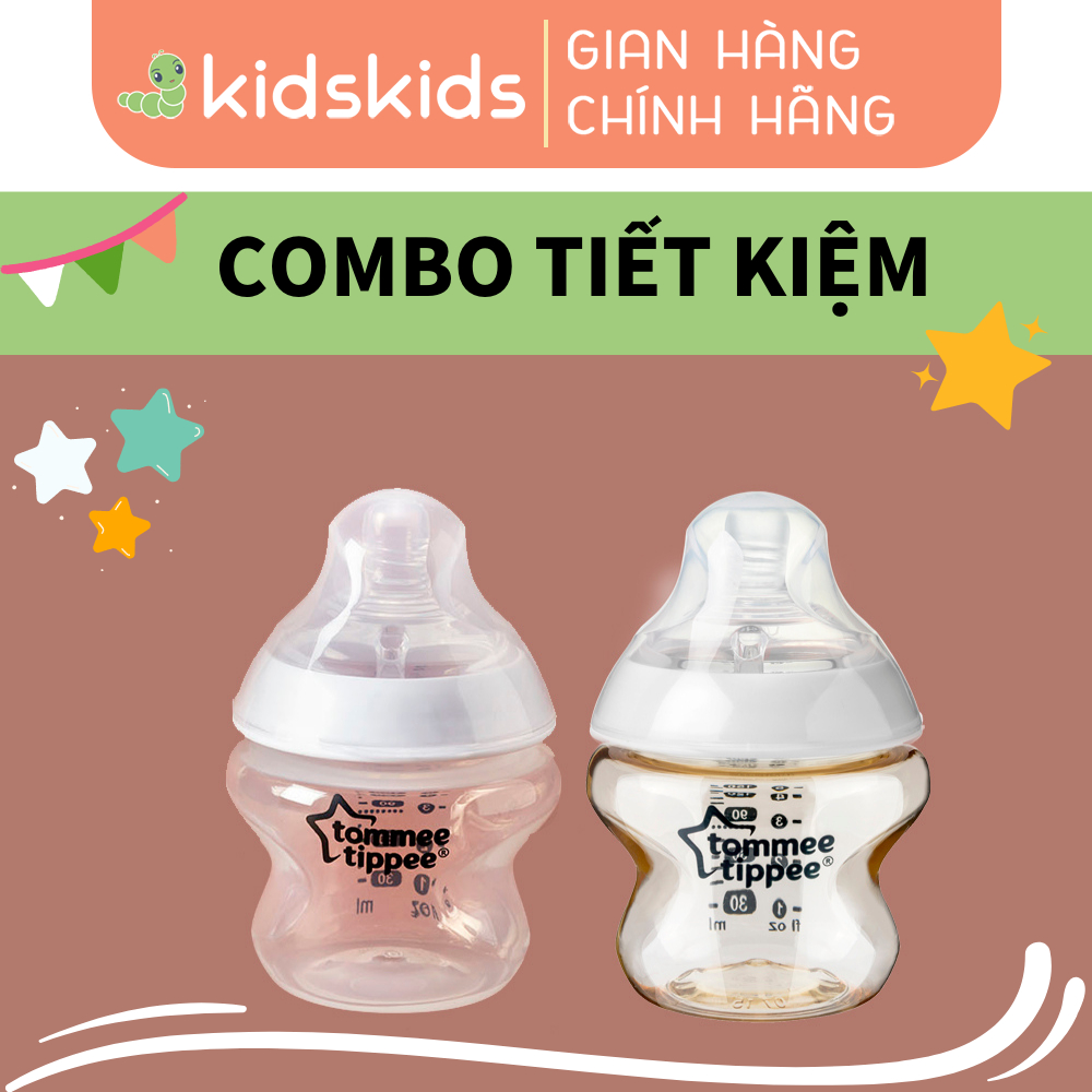 COMBO Bình sữa PPSU ty siêu mềm tự nhiên Tommee Tippee Closer to Nature 150ml & Bình sữa ty siêu mềm tự nhiên 150ml