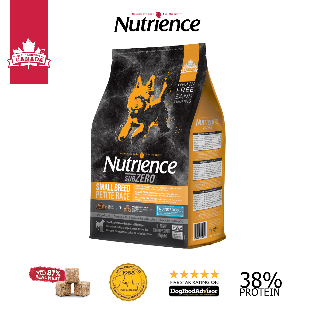 Hạt nhỏ cho chó Nutrience Subzero Grain-free - gà tây, cá hồi, cá trích, cá tuyết và rau củ trái cây tự nhiên 2.27kg