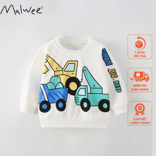 Áo nỉ da cá trắng ô tô Malwee thời trang trẻ em từ 2-7 tuổi MW8697