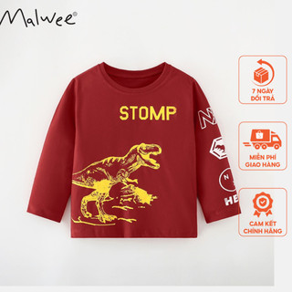 Áo cotton đỏ khủng long vàng Malwee thời trang trẻ em, từ 2-7 tuổi MW8548