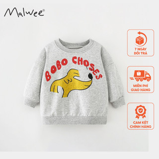 Áo nỉ da cá xám cún vàng Malwee thời trang trẻ em từ 2-7 tuổi MW8636