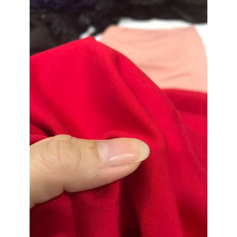 Vải thun cotton Hàn màu đỏ tươi (khổ 1m6)co giãn 4 chiều,dày mềm ,chất đanh chắc ,may đầm body , Quần legging …