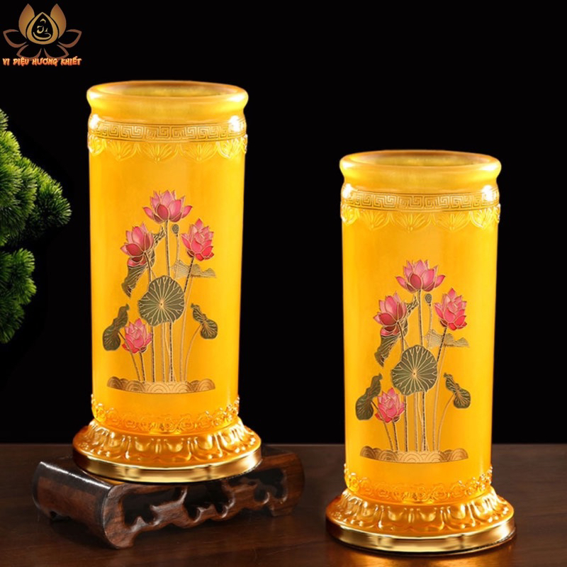 ỐNG CẮM HƯƠNG NHANG HOA SEN LƯU LY THỜ CÚNG TRANG TRÍ CAO CẤP