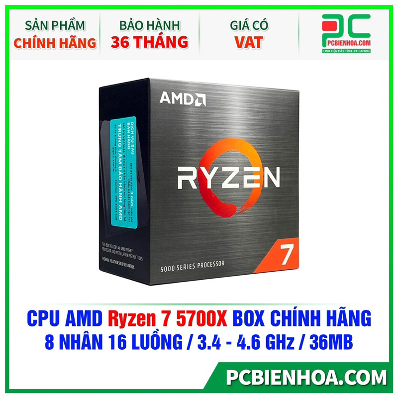 Bộ vi xử lí - CPU AMD RYZEN 7 5700X ( 8 NHÂN 16 LUỒNG / 3.4 - 4.6 GHZ / 36MB ) hàng chính hãng 36T | BigBuy360 - bigbuy360.vn