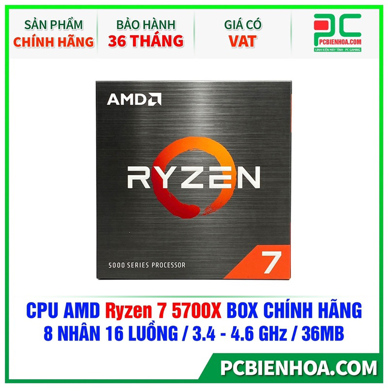 Bộ vi xử lí - CPU AMD RYZEN 7 5700X ( 8 NHÂN 16 LUỒNG / 3.4 - 4.6 GHZ / 36MB ) hàng chính hãng 36T | BigBuy360 - bigbuy360.vn