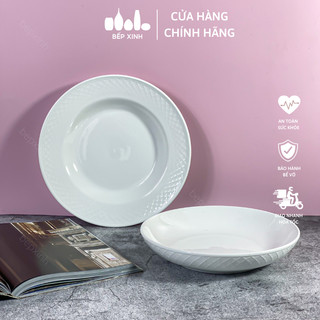 Dĩa sâu lòng viền sần trắng trơn - Sứ Minh Châu