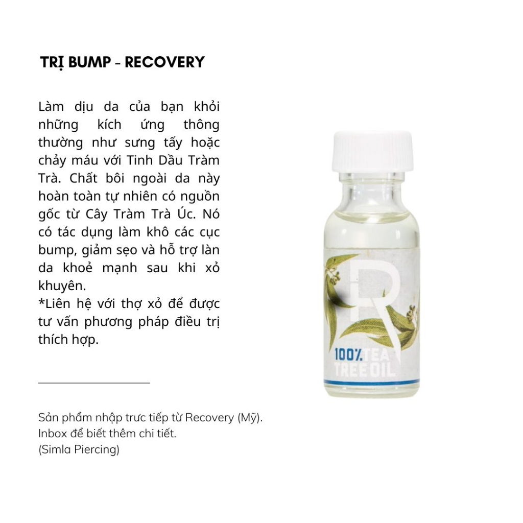 Tinh dầu Tea Tree hỗ trợ trị bump sưng Recovery nhập khẩu Mỹ - Simla Body