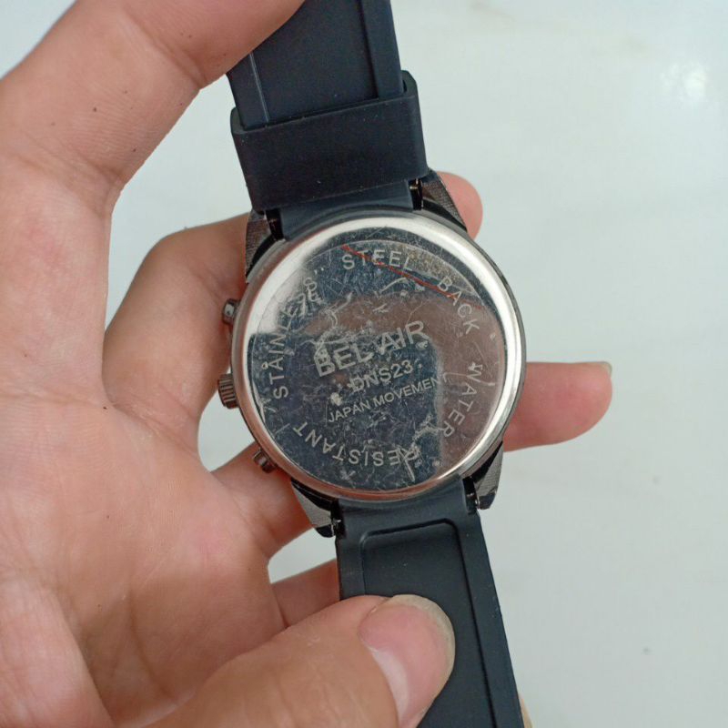 Đồng hồ nam si nhật hiệu BEL AIR dây cao su ful đen giả 6 kim