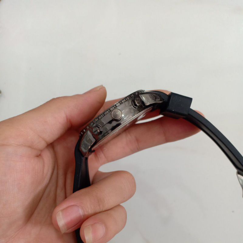 Đồng hồ nam si nhật hiệu BEL AIR dây cao su ful đen giả 6 kim