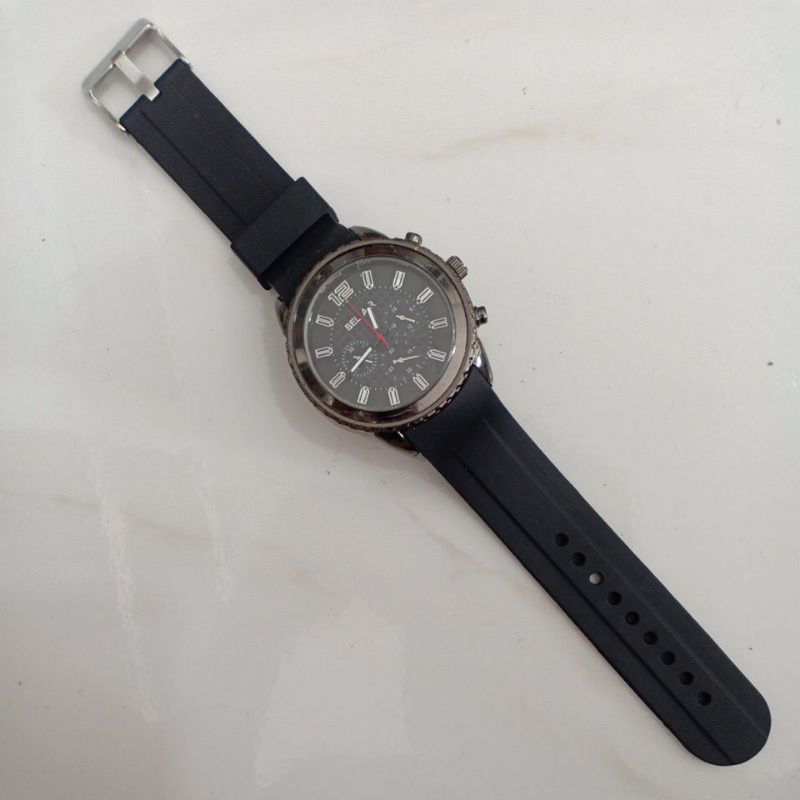 Đồng hồ nam si nhật hiệu BEL AIR dây cao su ful đen giả 6 kim