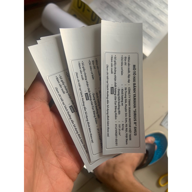 Tem thông số Sirius đời đầu 1999-2005