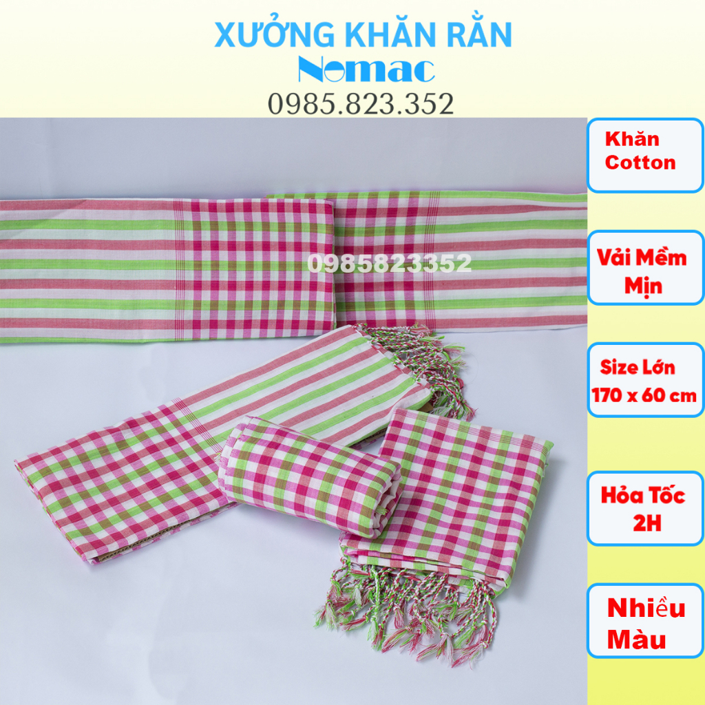 Khăn rằn Nam bộ - Campuchia size lớn 170x60cm/ Khăn đi phượt Nomac - Vải dày mềm mịn/ MÃ N64