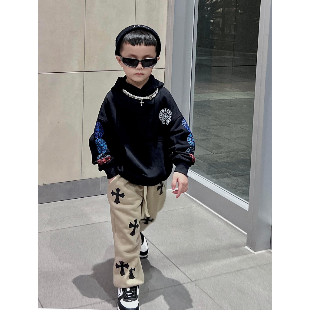 Sét nỉ hoodie CH in phối tay cho bé, bộ nỉ có mũ trẻ em, kid_genz