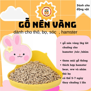 gỗ nén vàng 1kg lót chuồng cho hamster /sóc /nhím